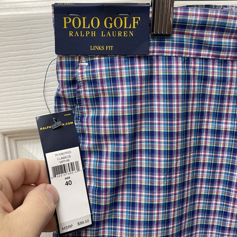 Polo Golf by Ralph Lauren NWT Men's 40 Shorts Navy Green Plaid Cotton Size‎ 40